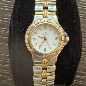 BULOVA Ladies Two-Toned with Date. White Dial.